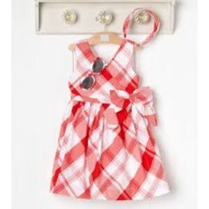 Janie and Jack Red White Picnic Plaid Spring Summer girls dress 18-24 months NWT